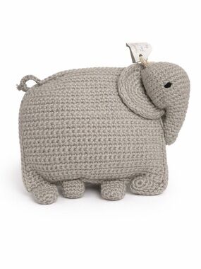 Handmade Gray Elephant Knit Stuffed Animal Plush Pillow